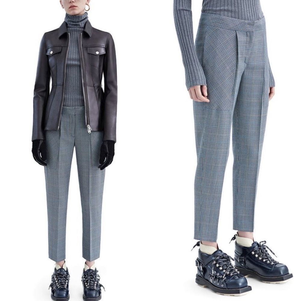 🆕 Acne Studios Mia Eng Suit Dogtooth Navy 100% Wool Pants Trouser